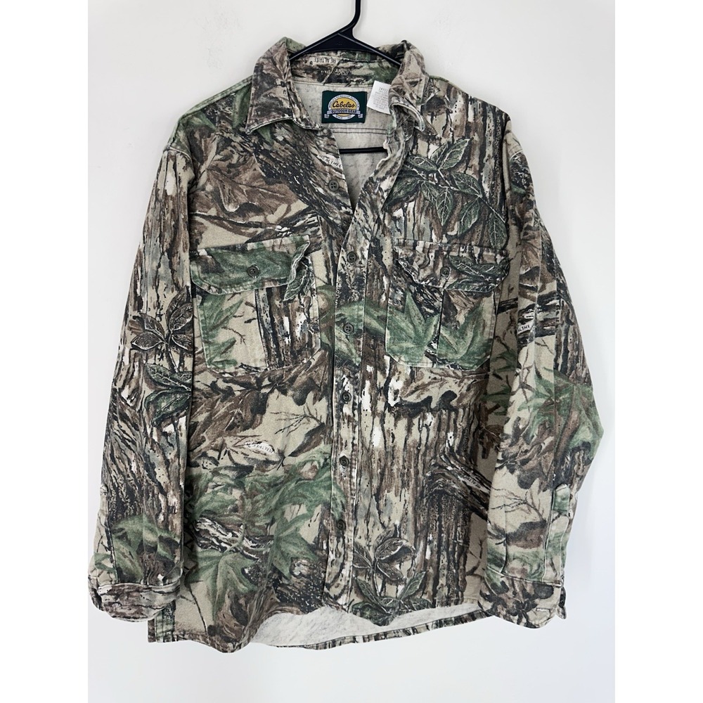 Vintage Cabelas Chamois 100% Cotton LARGE TALL Shirt Button Realtree Camo LT